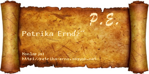 Petrika Ernő névjegykártya